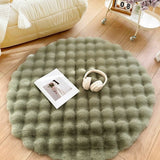 Tapis Rond Peluche Texturé Moelleux Style Crème – Salon & Chambre 7