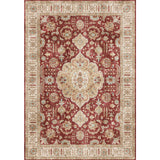 Tapis Persan Médaillon Floral – Rouge, Bleu & Gris – Salon & Bureau 6