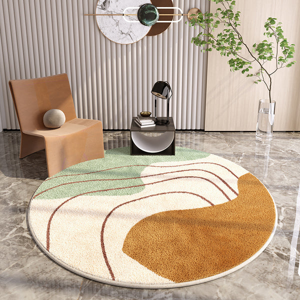 Tapis Rond Abstrait Coloré Style Bohème – Salon & Chambre