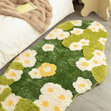 Tapis Ovale Prairie Fleurie – Marguerites Jaunes & Mousse Verte | Chambre Salon 1
