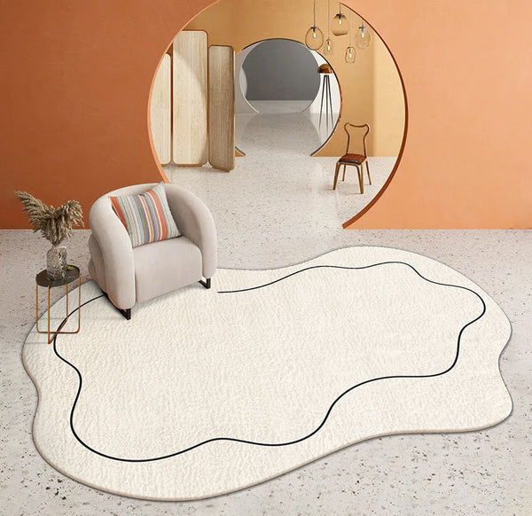 Tapis Forme Nuage Irrégulière Cachemire Crème – Salon & Chambre