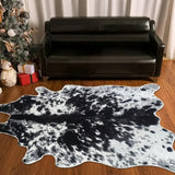 Tapis Forme Irrégulière Peau de Vache Noir & Blanc – Salon & Bureau 1
