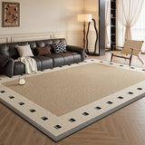 Tapis Rectangulaire Rétro Français Beige Bordure – Salon 14