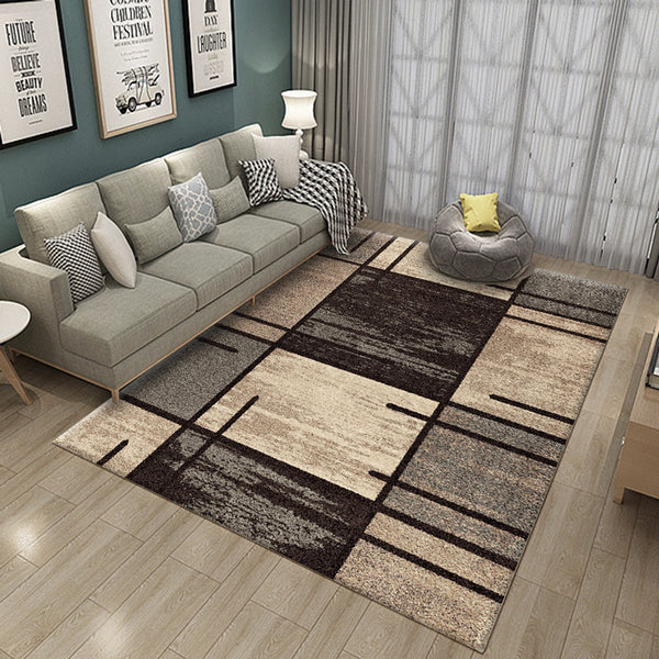 Tapis Rectangulaire Velours Carreaux Géométrique – Salon & Chambre