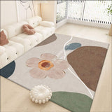 Tapis Floral Cartoon – Fleurs & Feuilles Beige & Rose | Salon Chambre 8