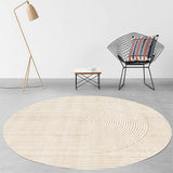 Tapis Rond Luxe Léger Géométrique Abstrait – Beige et Doré 2