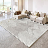 Tapis Rectangulaire Moderne – Design Géométrique Épuré Gris & Beige | Salon Chambre 2