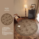 Tapis Rond Vintage – Motif Floral Oriental Beige & Brun | Salon Chambre 12