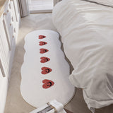 Tapis Runner Ovale Chevet Marguerites Imitation Cachemire Beige 5