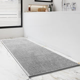 Tapis de Bain Chenille Uni Rayé Antidérapant – Gris, Bleu, Beige 4