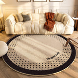 Tapis Rond Géométrique Damier Bleu & Crème – Salon & Chambre 3