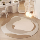 Tapis Rond Damier Beige Minimaliste Chambre Dressing Fille 6