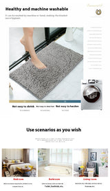 Tapis Chenille Gris Antidérapant Absorbant Entrée Chien Animal 5