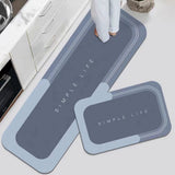 Set Tapis Salle de Bain & Cuisine – Gris & Bleu – Runner + 2 Pièces 2