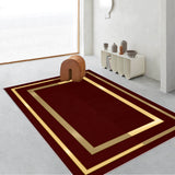 Tapis Luxe Velours Vert Émeraude Bordure Dorée Salon Moderne 3