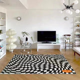 Tapis Optique Noir & Blanc – Illusion Géométrique – Salon Moderne 1