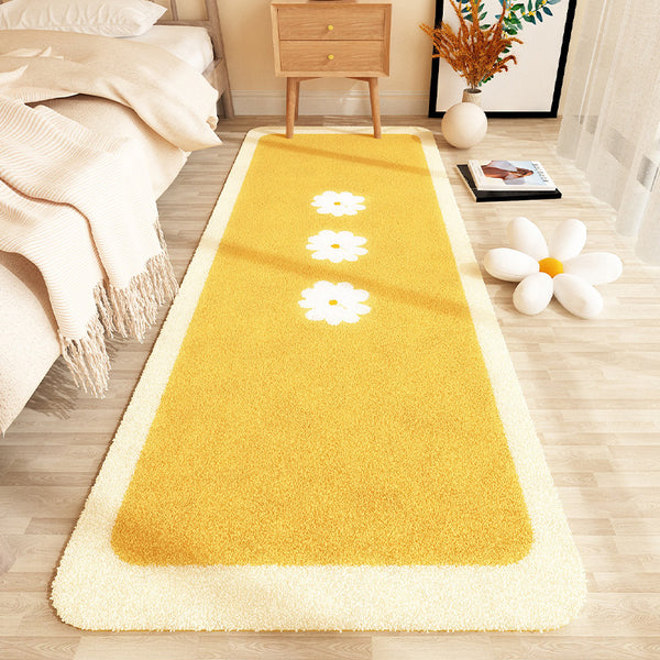 Tapis Runner Pied de Lit Imitation Cachemire Contour Vague