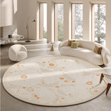Tapis Rond Luxe – Motif Floral Sculpté Crème & Or | Salon Chambre 13