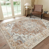 Tapis Vintage Américain – Motif Floral Persan Beige & Bleu | Salon Chambre 2