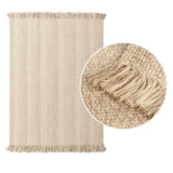 Tapis en Laine Naturelle Artisanal – Beige Naturel et Franges 9