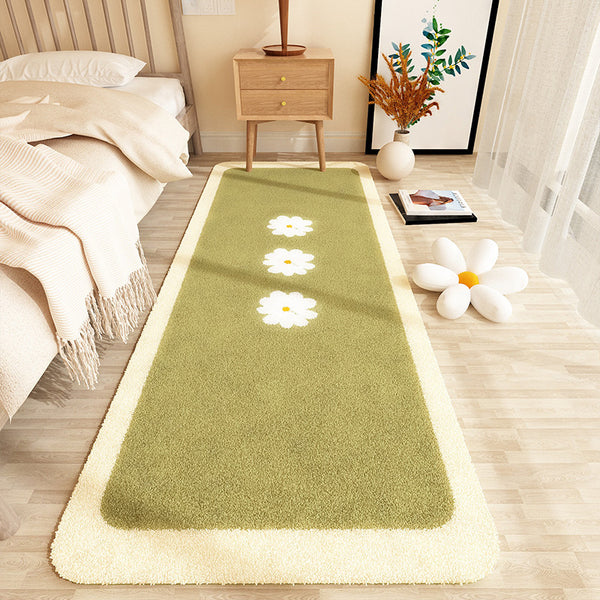 Tapis Runner Pied de Lit Imitation Cachemire Contour Vague