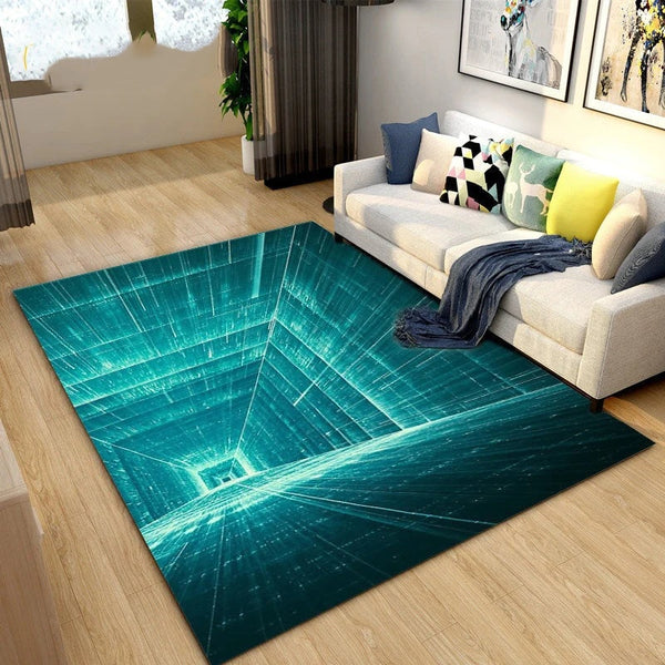 Tapis Rectangulaire Velours Cristal Motif Lumineux 3D – Salon & Chambre