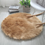 Tapis Rond Fourrure Synthétique Uni Moelleux Salon Chambre 4