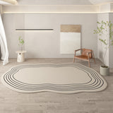 Tapis Irrégulier Lignes Contour – Imitation Cachemire Crème | Salon Chambre 3