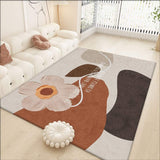 Tapis Floral Cartoon – Fleurs & Feuilles Beige & Rose | Salon Chambre 6