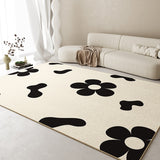 Tapis Floral Cartoon – Fleurs & Feuilles Beige & Rose | Salon Chambre 5