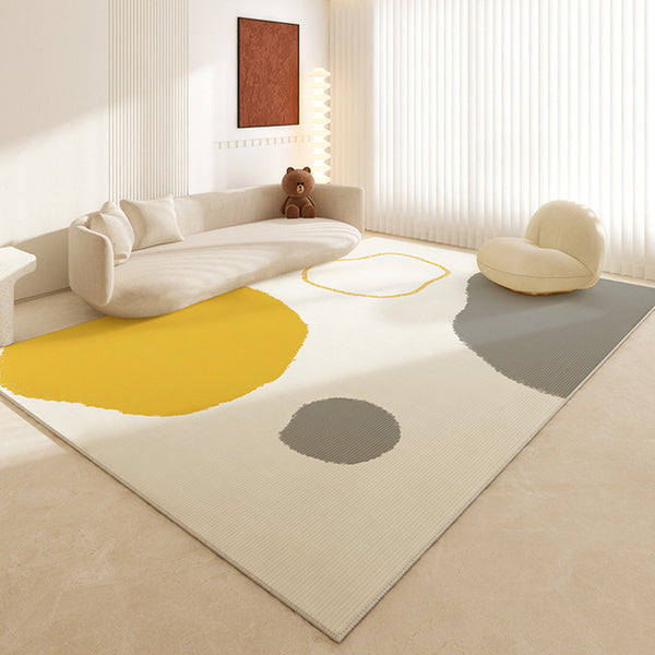 Tapis Rectangulaire Nouveau Style Chinois Abstrait Crème – Salon