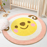 Tapis Rond Épais Visage Animal Chambre Enfant Coloré 11