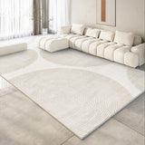 Tapis Salon Grand Format Crème Uni Texturé Style Japonais 2