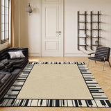Tapis Rectangulaire Bordure Florale – Style Classique Beige & Noir | Salon Chambre 2