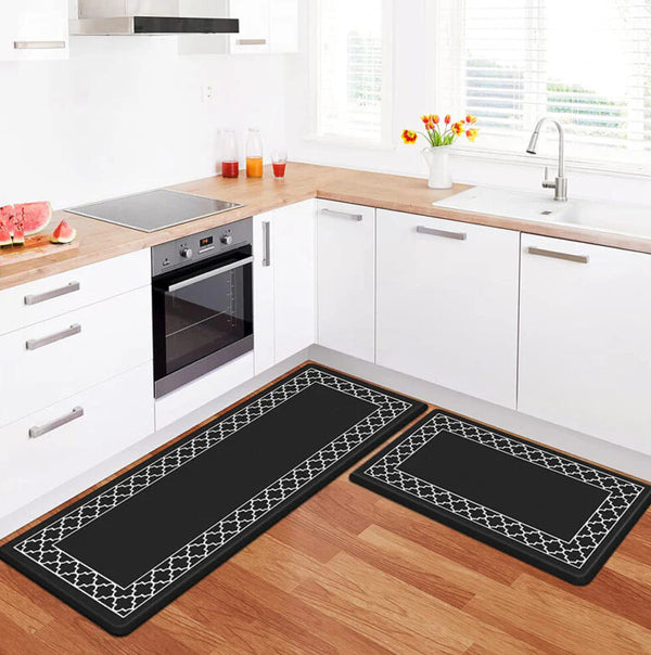 Tapis Cuisine Set 2 Pièces Absorbant Motifs Variés Runner