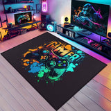 Tapis Gaming Floqué Manette Néon Chambre Ado Gamer Noir 3
