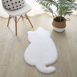 Tapis Forme Silhouette Chat Cartoon Salon Chambre Uni Doux 1