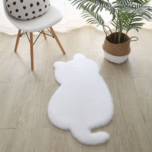 Tapis Forme Silhouette Chat Cartoon Salon Chambre Uni Doux