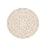 Tapis Rond Luxe – Motif Floral Sculpté Crème & Or | Salon Chambre 5