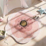 Tapis Rond Marguerite – Motif Fleur Douce Rose & Blanc | Chambre Enfant Salon 9