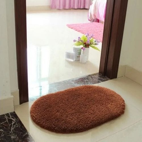 Tapis d'Entrée/Paillasson | Shaggy Uni Moderne Persan - Tapinna® Marron / Ovale / 40x60cm