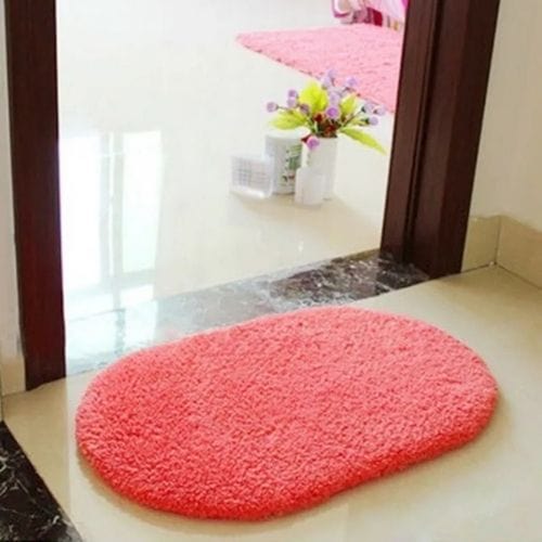 Tapis d'Entrée/Paillasson | Shaggy Uni Moderne Persan - Tapinna® Rose / Ovale / 40x60cm