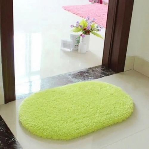 Tapis d'Entrée/Paillasson | Shaggy Uni Moderne Persan - Tapinna® Vert / Ovale / 40x60cm