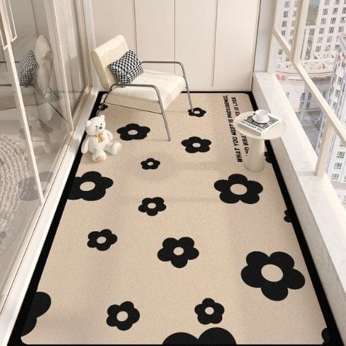 Tapis d'Extérieur | Moderne Minimaliste Motif Floral - Tapinna® Beige / Rectangulaire / 50x120cm