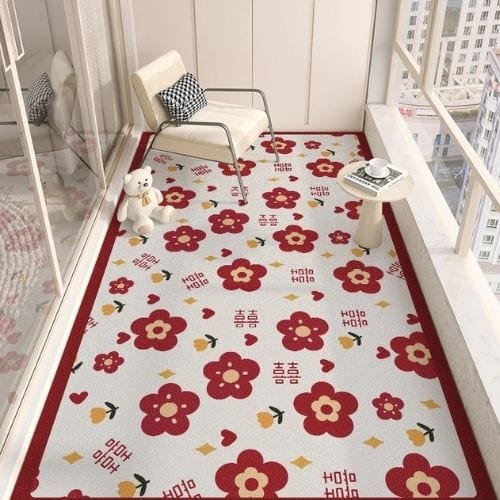 Tapis d'Extérieur | Moderne Minimaliste Motif Floral - Tapinna® Rouge / Rectangulaire / 50x120cm