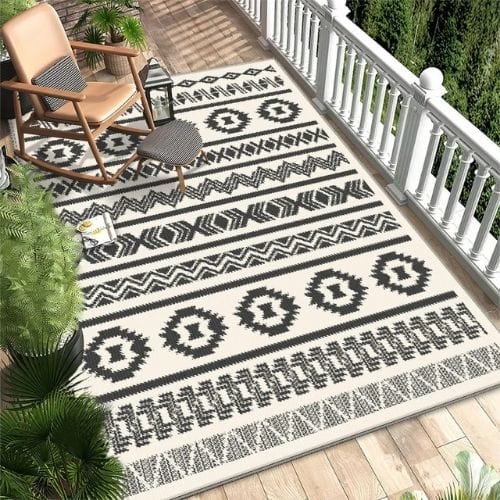 Tapis d'Extérieur | Vintage Ethnique Marocain - Tapinna® Beige Gris / Rectangulaire / 40x60cm