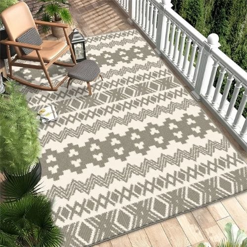 Tapis d'Extérieur | Vintage Ethnique Marocain - Tapinna® Gris / Rectangulaire / 40x60cm