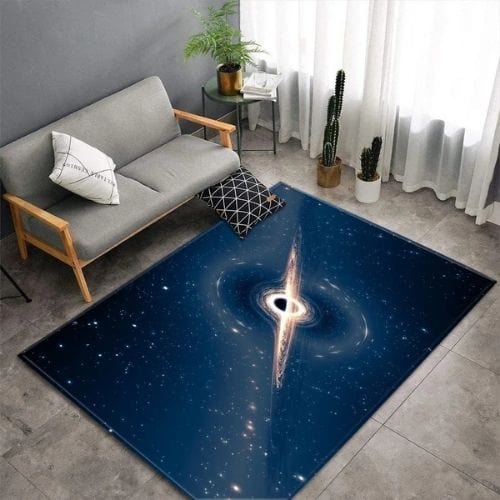Tapis de Chambre | 3D Planète Système Solaire Galaxie - Tapinna® Bleu / Rectangulaire / 40x60cm