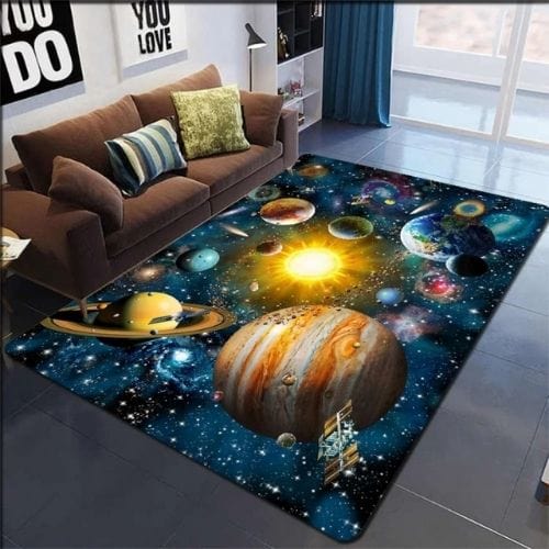 Tapis de Chambre | 3D Planète Système Solaire Galaxie - Tapinna® Coloré / Rectangulaire / 40x60cm