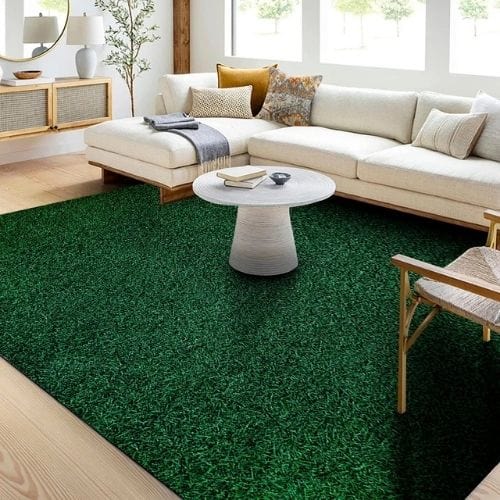 Tapis de Chambre | Enfant Herbe Verte Terrain Football - Tapinna® Vert / Rectangulaire / 40x60cm (16x24 Pouces)